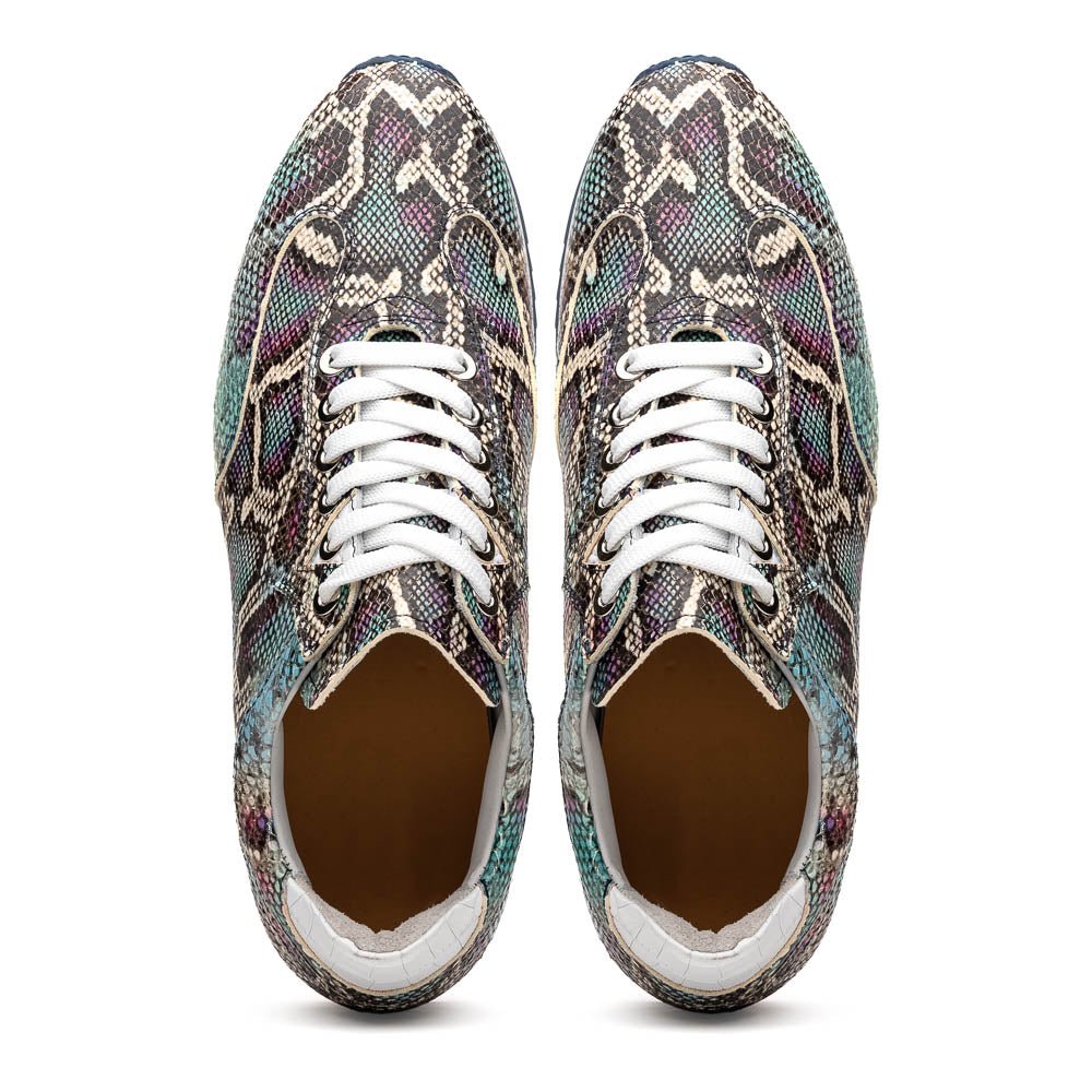 65 - 215 - Blu Peri Python Embossed Italian Calfskin Sneakers, Marine Blue Sale by Zelli Italia – Don't Panic Shoes