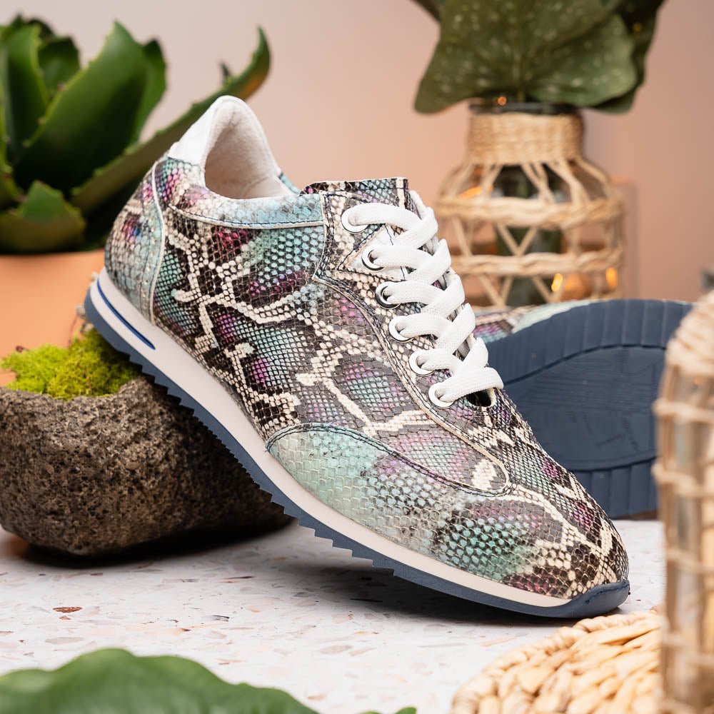 65 - 215 - Blu Peri Python Embossed Italian Calfskin Sneakers, Marine Blue Sale by Zelli Italia – Don't Panic Shoes