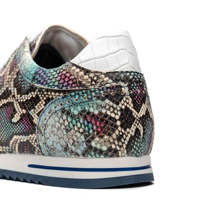 65 - 215 - Blu Peri Python Embossed Italian Calfskin Sneakers, Marine Blue Sale by Zelli Italia – Don't Panic Shoes