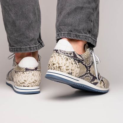 65 - 215 - Wht Peri Python Embossed Italian Calfskin Sneakers Black / White Shop by Zelli Italia – Don't Panic Shoes