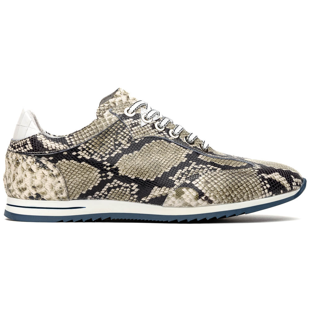 65 - 215 - Wht Peri Python Embossed Italian Calfskin Sneakers Black / White Shop by Zelli Italia – Don't Panic Shoes