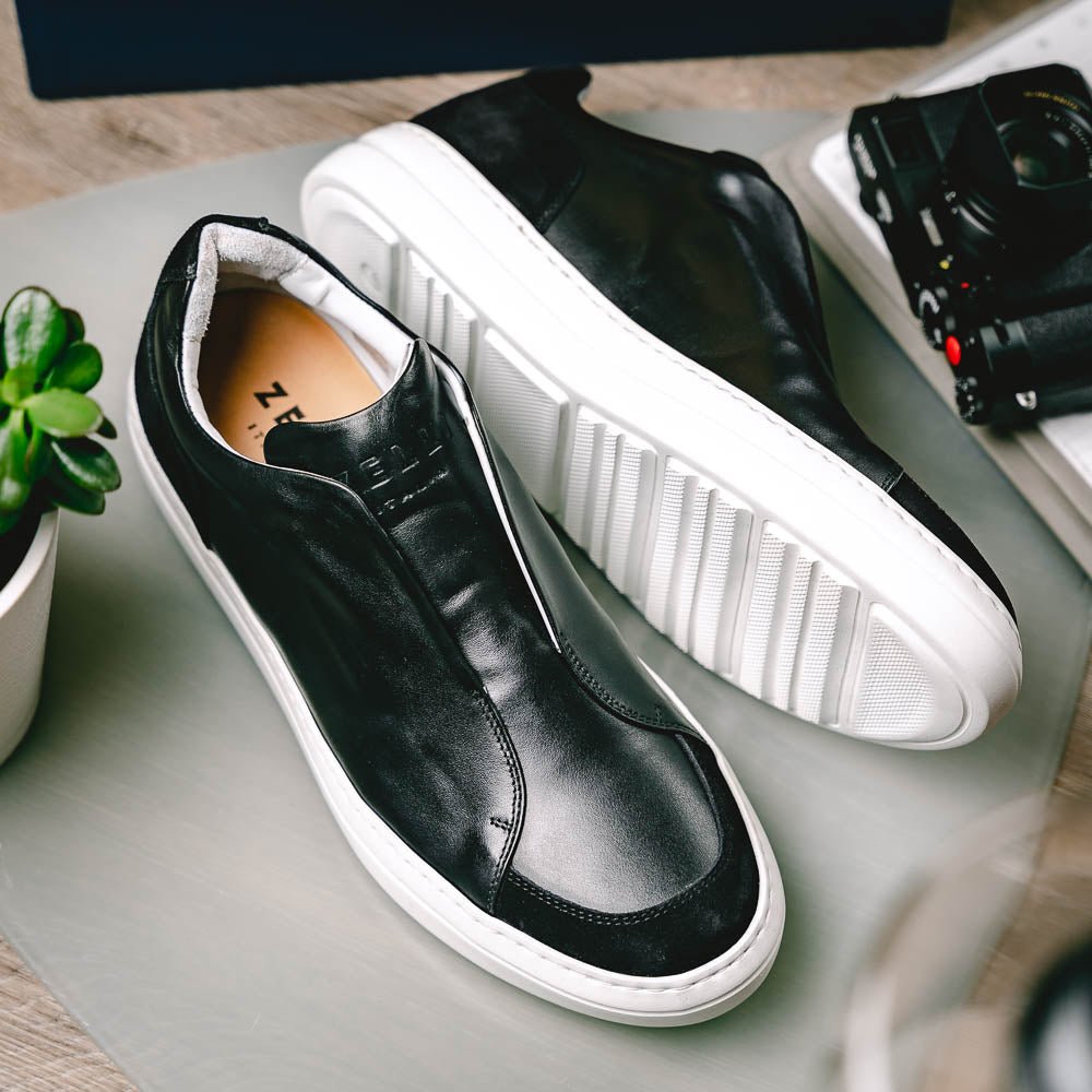 65 - 219 - Blk Spettacolare Italian Glove Baby Calf Sneakers, Black Shop by Zelli Italia – Don't Panic Shoes