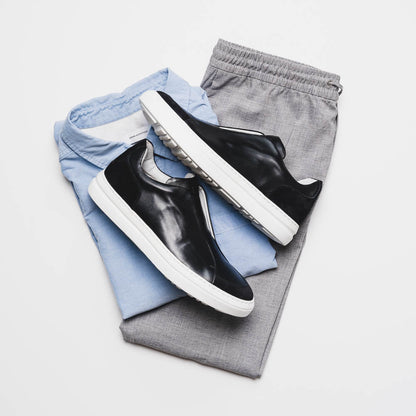 65 - 219 - Blk Spettacolare Italian Glove Baby Calf Sneakers, Black Shop by Zelli Italia – Don't Panic Shoes