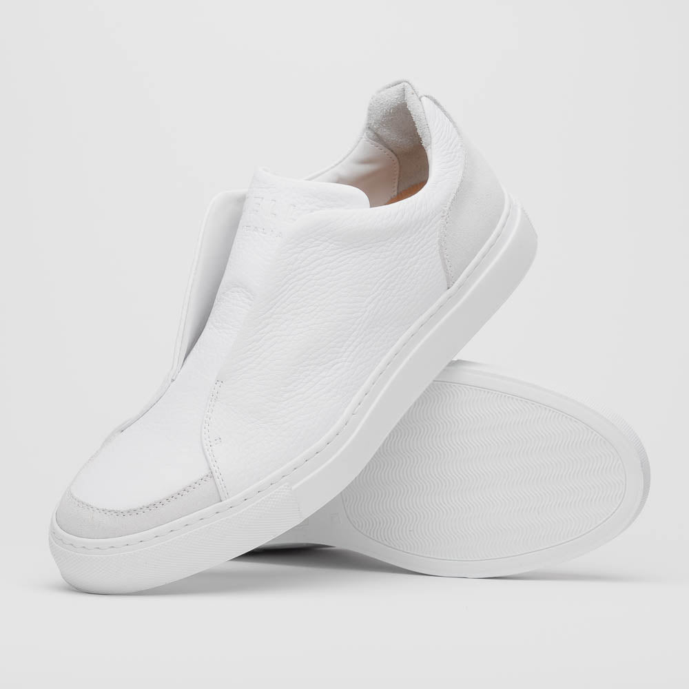 65 - 225 - Wht Spettacolare Italian Pebble Grain Calfskin Sneakers White Shop by Zelli Italia – Don't Panic Shoes