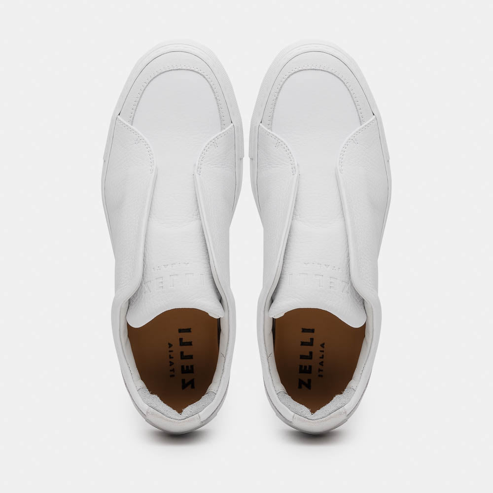 65 - 225 - Wht Spettacolare Italian Pebble Grain Calfskin Sneakers White Shop by Zelli Italia – Don't Panic Shoes