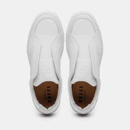 65 - 225 - Wht Spettacolare Italian Pebble Grain Calfskin Sneakers White Shop by Zelli Italia – Don't Panic Shoes