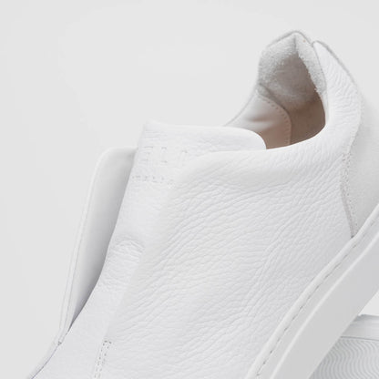 65 - 225 - Wht Spettacolare Italian Pebble Grain Calfskin Sneakers White Shop by Zelli Italia – Don't Panic Shoes