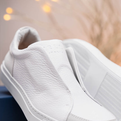 65 - 225 - Wht Spettacolare Italian Pebble Grain Calfskin Sneakers White Shop by Zelli Italia – Don't Panic Shoes