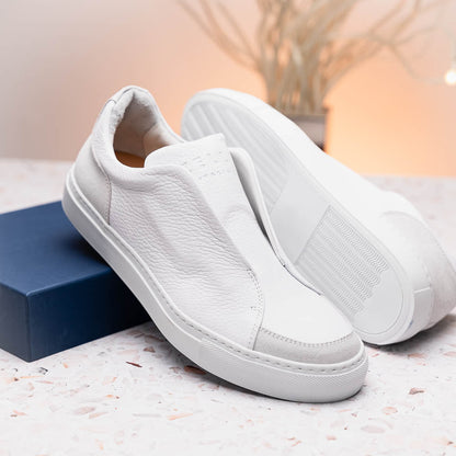 65 - 225 - Wht Spettacolare Italian Pebble Grain Calfskin Sneakers White Shop by Zelli Italia – Don't Panic Shoes