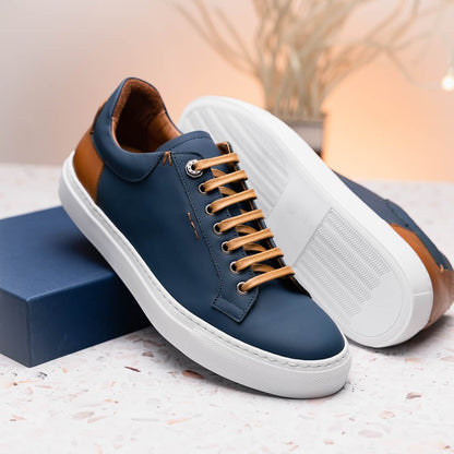65 - 229 - Nvy Diaz Rubberized Calfskin Sneaker Navy Shop by Zelli Italia – Don't Panic Shoes