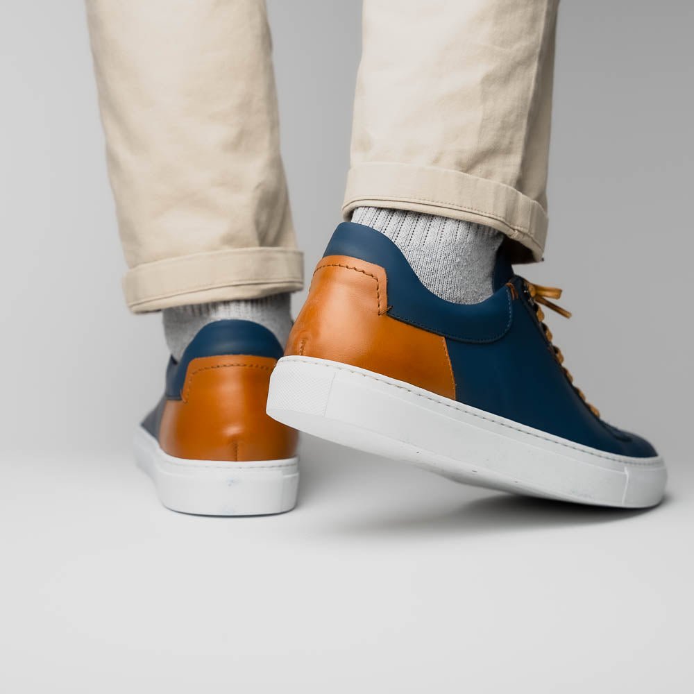 65 - 229 - Nvy Diaz Rubberized Calfskin Sneaker Navy Shop by Zelli Italia – Don't Panic Shoes