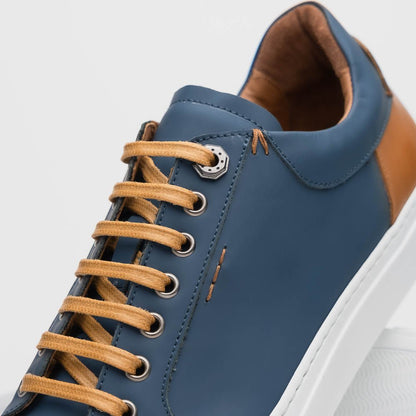 65 - 229 - Nvy Diaz Rubberized Calfskin Sneaker Navy Shop by Zelli Italia – Don't Panic Shoes