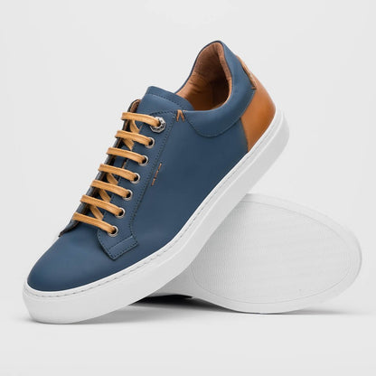 65 - 229 - Nvy Diaz Rubberized Calfskin Sneaker Navy Shop by Zelli Italia – Don't Panic Shoes