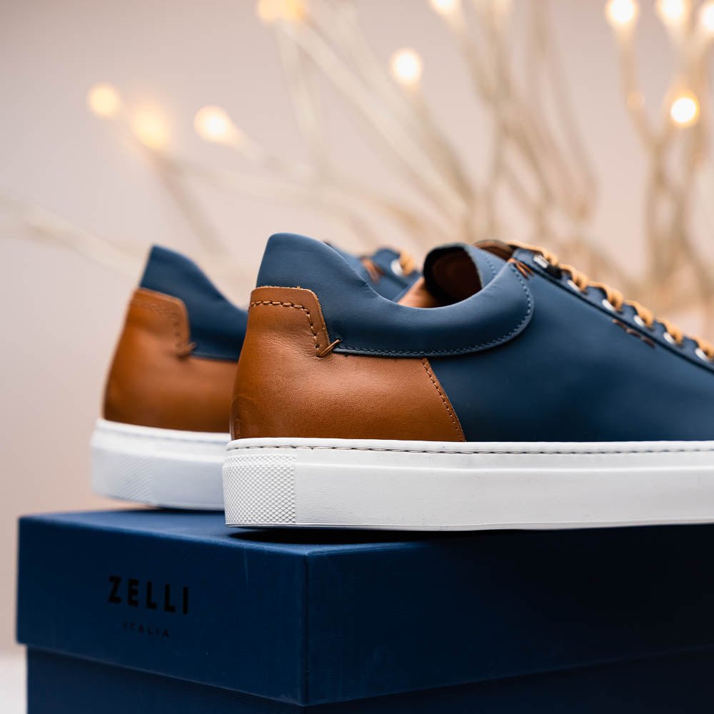 65 - 229 - Nvy Diaz Rubberized Calfskin Sneaker Navy Shop by Zelli Italia – Don't Panic Shoes