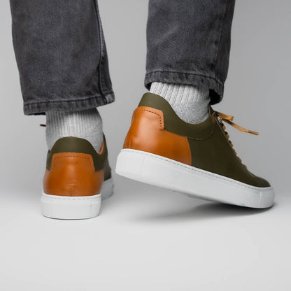 65 - 229 - Olv Diaz Rubberized Calfskin Sneaker Olive Green Sale by Zelli Italia – Don't Panic Shoes