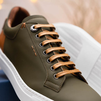 65 - 229 - Olv Diaz Rubberized Calfskin Sneaker Olive Green Sale by Zelli Italia – Don't Panic Shoes