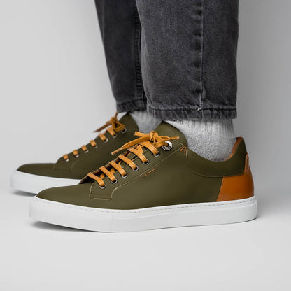65 - 229 - Olv Diaz Rubberized Calfskin Sneaker Olive Green Sale by Zelli Italia – Don't Panic Shoes