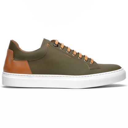 65 - 229 - Olv Diaz Rubberized Calfskin Sneaker Olive Green Sale by Zelli Italia – Don't Panic Shoes