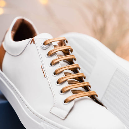 65 - 229 - Wht Diaz Rubberized Calfskin Sneaker White Sale by Zelli Italia – Don't Panic Shoes