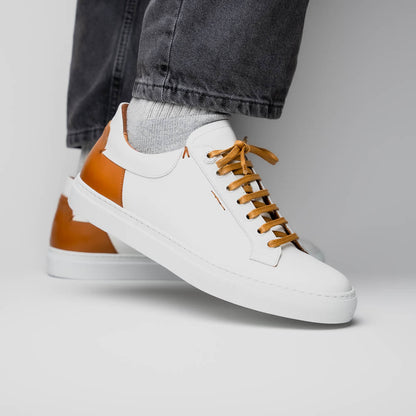 65 - 229 - Wht Diaz Rubberized Calfskin Sneaker White Sale by Zelli Italia – Don't Panic Shoes