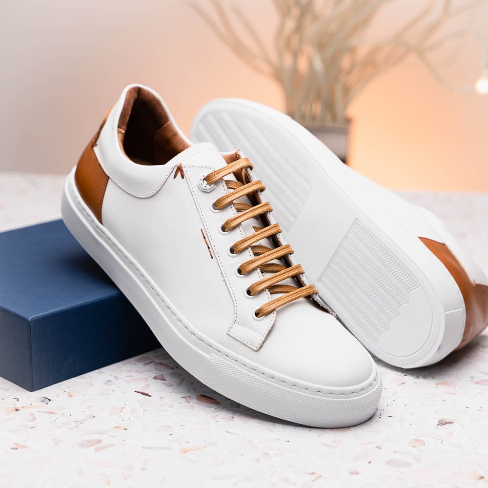 65 - 229 - Wht Diaz Rubberized Calfskin Sneaker White Sale by Zelli Italia – Don't Panic Shoes
