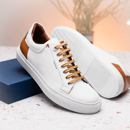 65 - 229 - Wht Diaz Rubberized Calfskin Sneaker White Sale by Zelli Italia – Don't Panic Shoes
