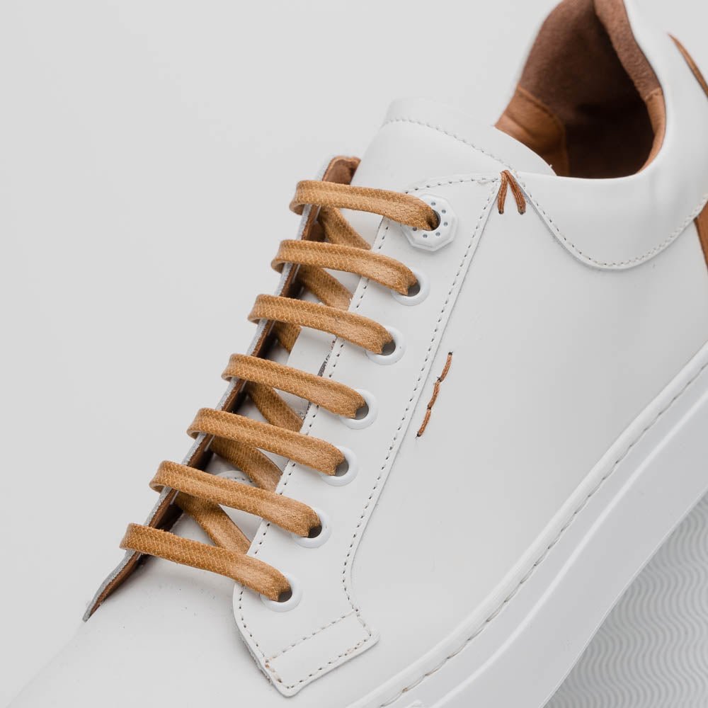 65 - 229 - Wht Diaz Rubberized Calfskin Sneaker White Sale by Zelli Italia – Don't Panic Shoes