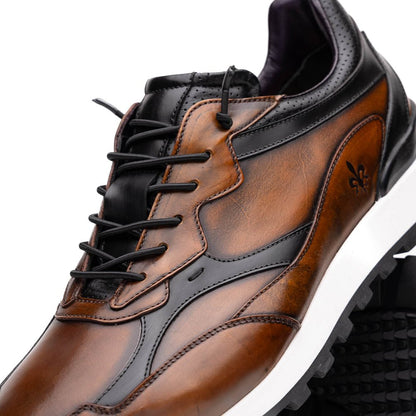 65 - 355 - Brn Bravo Hand Finished Trainer Cognac / Black Shop by Zelli Italia – Don't Panic Shoes