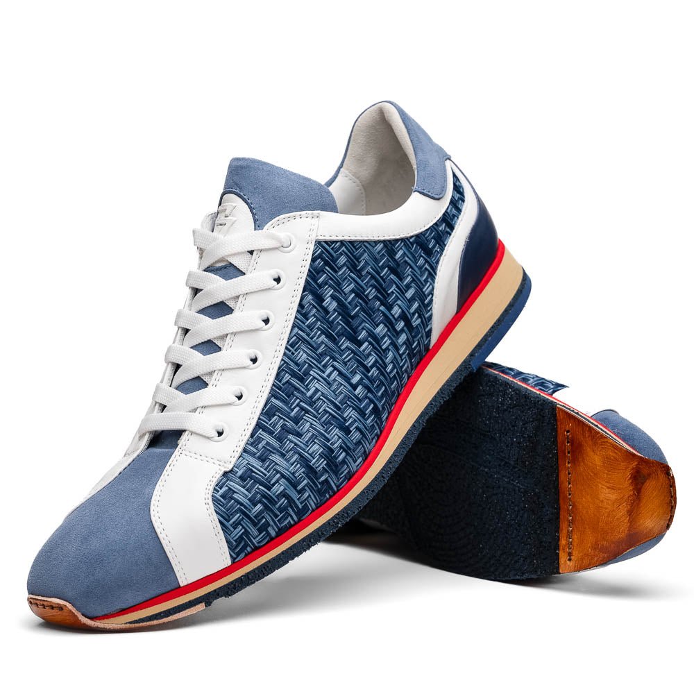 65 - 375 - Blu Ripi Calfskin Hand Weave Sneaker Blue Shop by Zelli Italia – Don't Panic Shoes