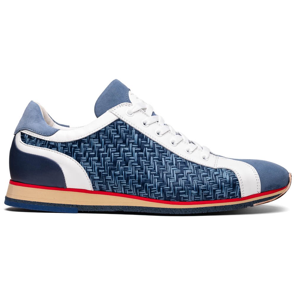 65 - 375 - Blu Ripi Calfskin Hand Weave Sneaker Blue Shop by Zelli Italia – Don't Panic Shoes