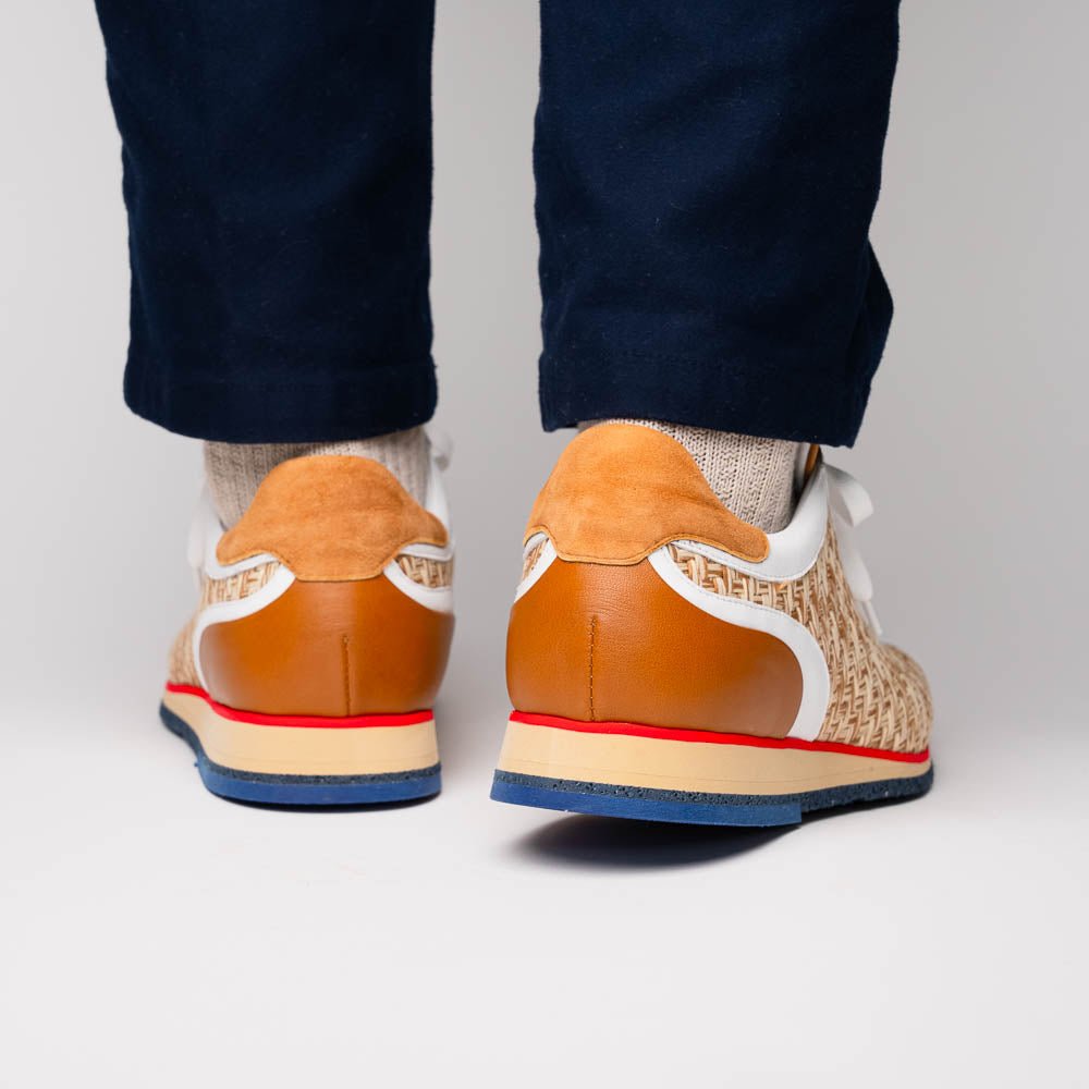 65 - 375 - Brn Ripi Calfskin Hand Weave Sneaker Brown Shop by Zelli Italia – Don't Panic Shoes