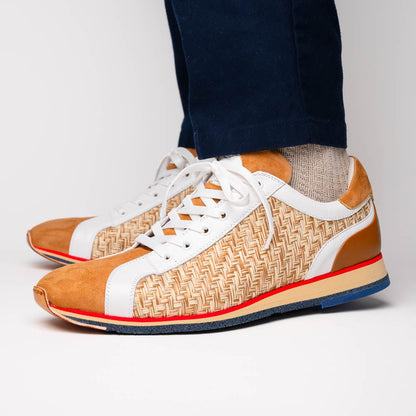 65 - 375 - Brn Ripi Calfskin Hand Weave Sneaker Brown Shop by Zelli Italia – Don't Panic Shoes