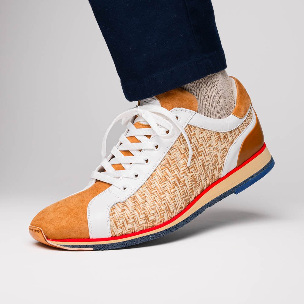 65 - 375 - Brn Ripi Calfskin Hand Weave Sneaker Brown Shop by Zelli Italia – Don't Panic Shoes