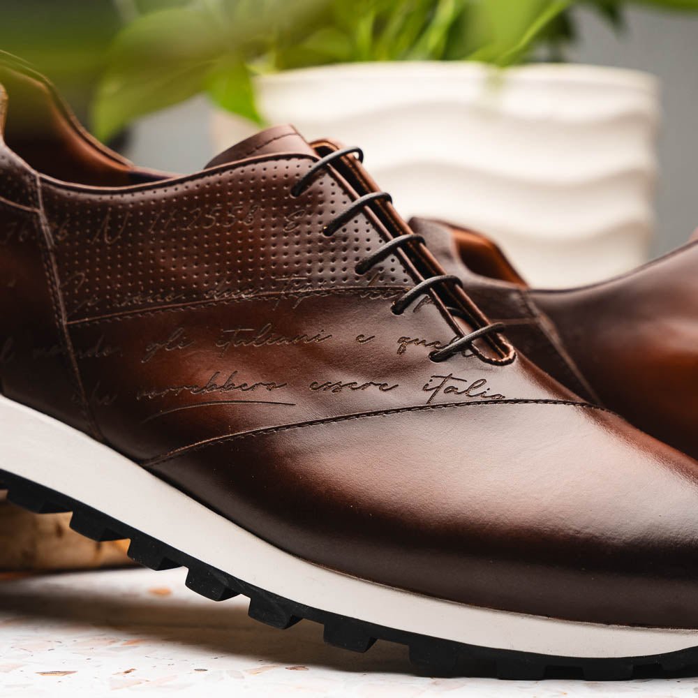 65 - 395 - Brn Testo Italian Calfskin Sneaker Brown by Zelli Italia – Don't Panic Shoes