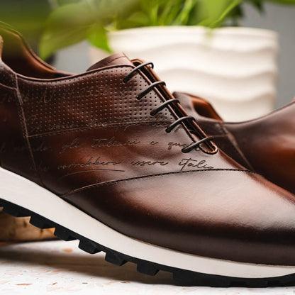 65 - 395 - Brn Testo Italian Calfskin Sneaker Brown by Zelli Italia – Don't Panic Shoes
