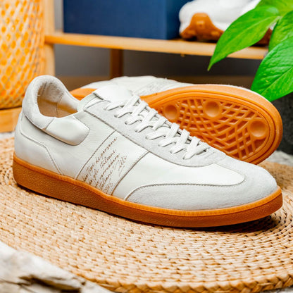 65 - 400 - Wht Shizzo Signature Leather Sneakers, White Shop by Zelli Italia – Don't Panic Shoes