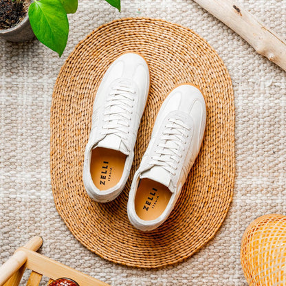 65 - 400 - Wht Shizzo Signature Leather Sneakers, White Shop by Zelli Italia – Don't Panic Shoes