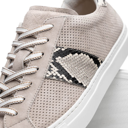 66 - 100 - Gry Olympias Genuine Python And Italian Sueded Goatskin, Grey by Zelli Italia – Don't Panic Shoes