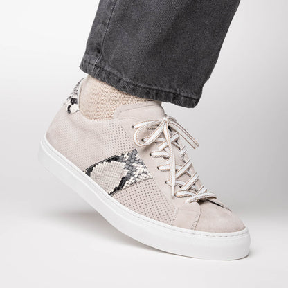 66 - 100 - Gry Olympias Genuine Python And Italian Sueded Goatskin, Grey by Zelli Italia – Don't Panic Shoes