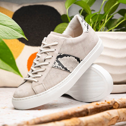 66 - 100 - Gry Olympias Genuine Python And Italian Sueded Goatskin, Grey by Zelli Italia – Don't Panic Shoes