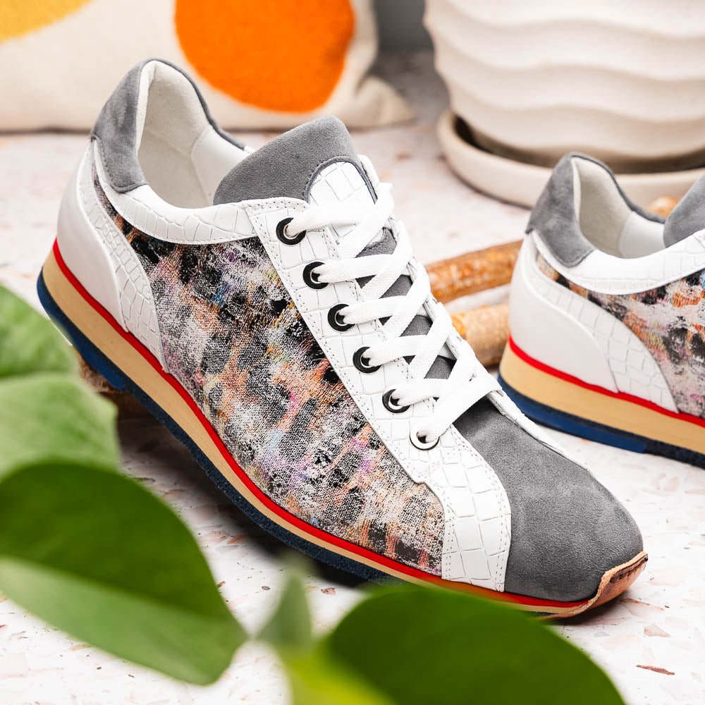 66 - 250 - Gry Leo Sueded Italian Goatskin Sneakers Grey Multi by Zelli Italia – Don't Panic Shoes