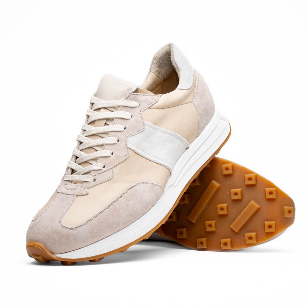 66 - 265 - Tpe Roxi Suede And Calfskin Sneaker, Taupe Shop by Zelli Italia – Don't Panic Shoes