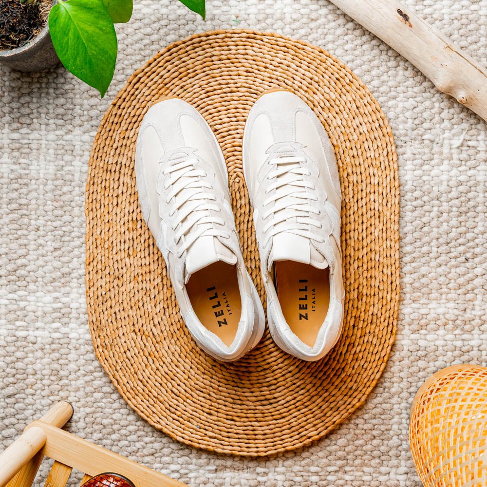 66 - 265 - Tpe Roxi Suede And Calfskin Sneaker, Taupe Shop by Zelli Italia – Don't Panic Shoes