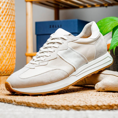 66 - 265 - Tpe Roxi Suede And Calfskin Sneaker, Taupe Shop by Zelli Italia – Don't Panic Shoes