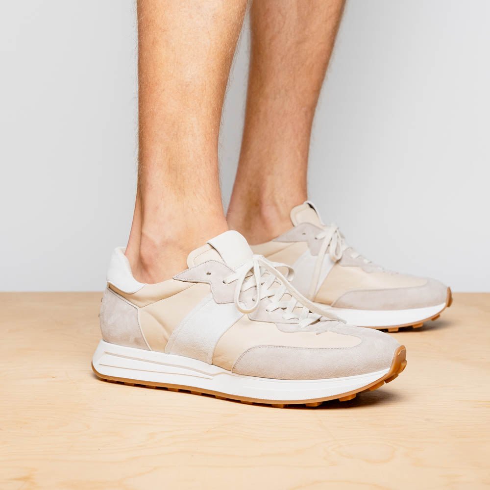 66 - 265 - Tpe Roxi Suede And Calfskin Sneaker, Taupe Shop by Zelli Italia – Don't Panic Shoes