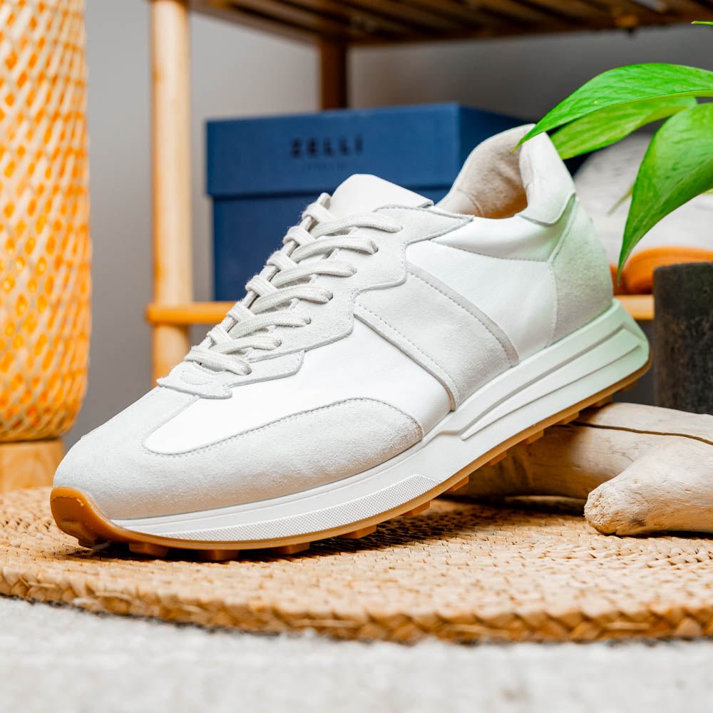 66 - 265 - Wht Roxi Suede And Calfskin Sneaker, White Shop by Zelli Italia – Don't Panic Shoes