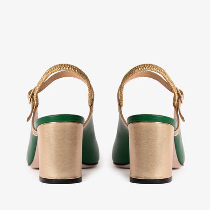 The Pompei Green Leather Women Slingback Sandal