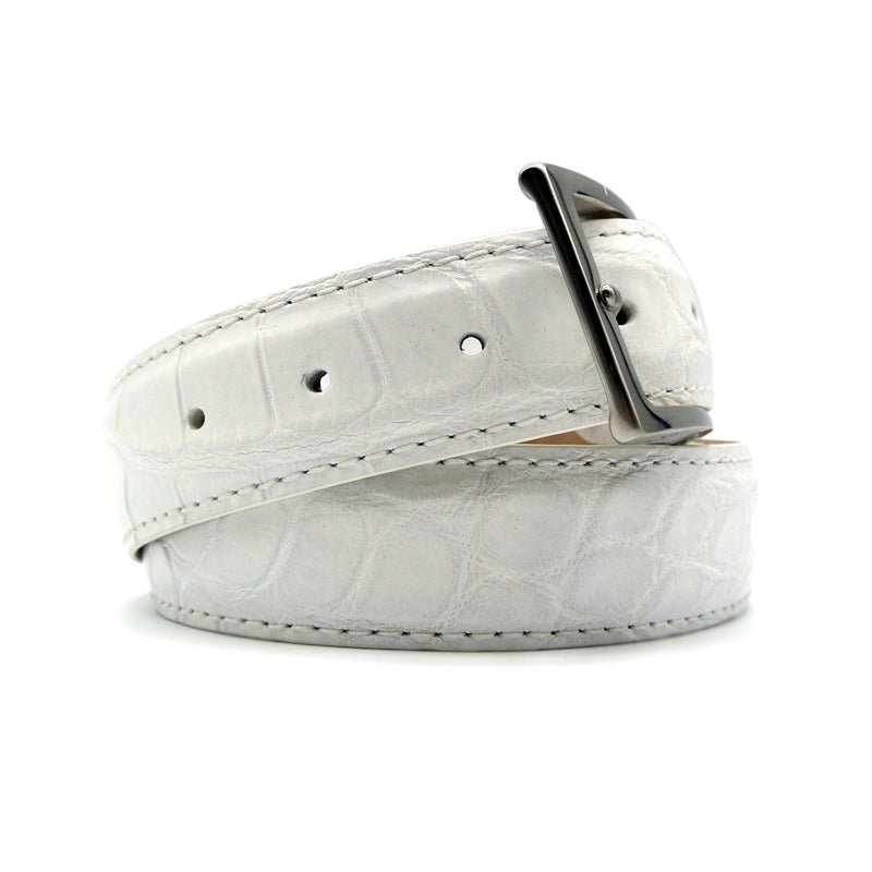 70 - 100 - Wht Alligator Belt, White Shop by Zelli Italia – Don't Panic Shoes