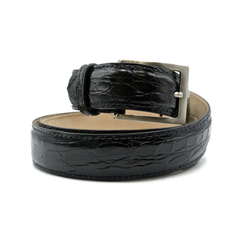 71 - 155 - Blk Caiman Crocodile Belt, Black Shop by Zelli Italia – Don't Panic Shoes