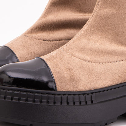 The Sorella Black Tip Beige & black Suede Leather Women’s Boot